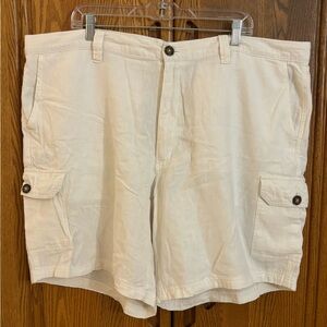 Tasso Elba Men's White Linen Blend Cargo Shorts